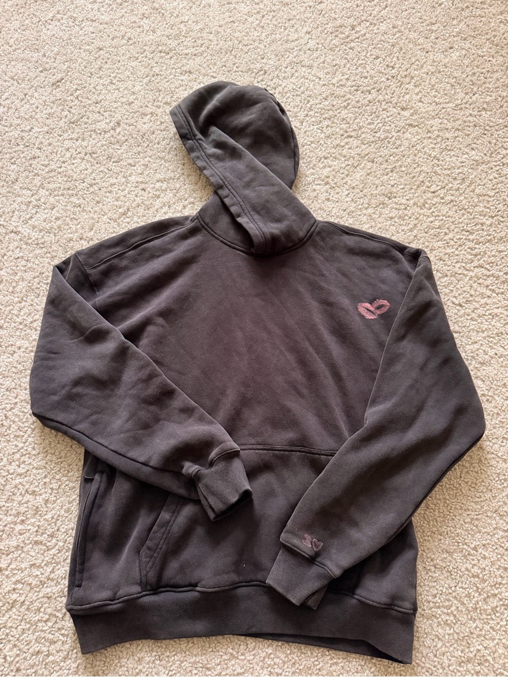 Hollister Charcoal Hoodie with Pink Heart Logo